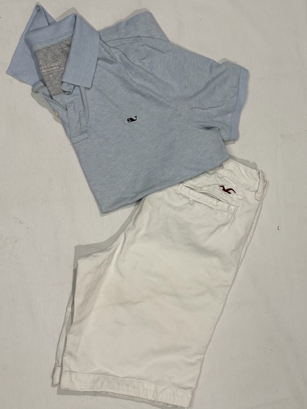 Vineyard Vines Light Blue Polo Shirt with White Shorts